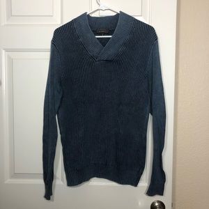Mens Size Medium Express Sweater Collar V Neck Color Blue
